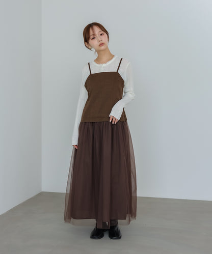 レイヤード風チュールキャミワンピース