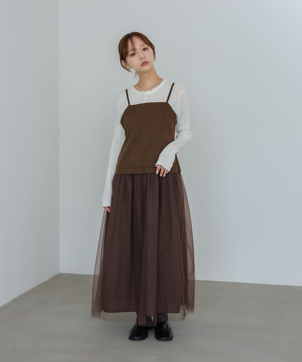 レイヤード風チュールキャミワンピース