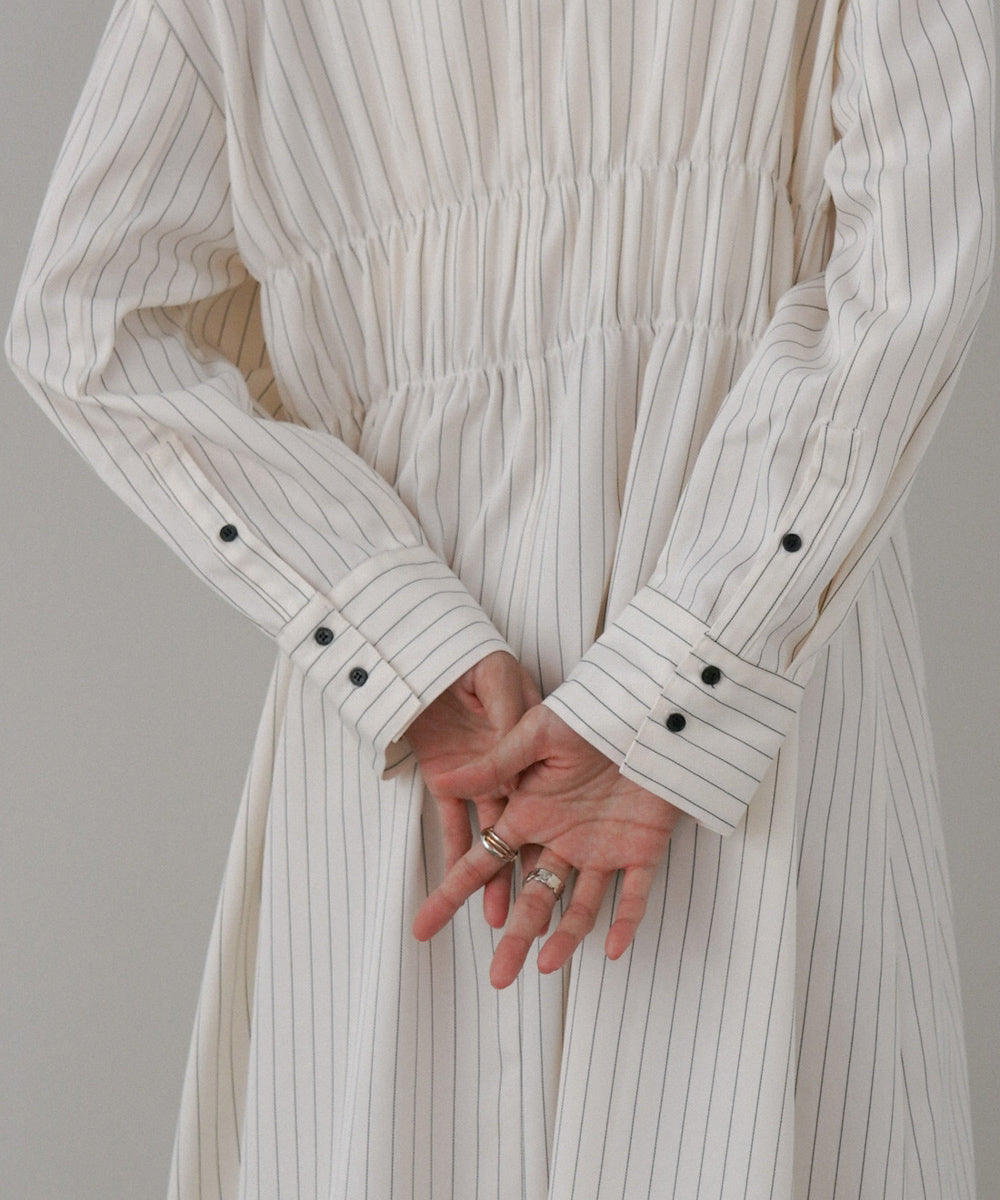 ストライプビスチェ風シャツワンピース