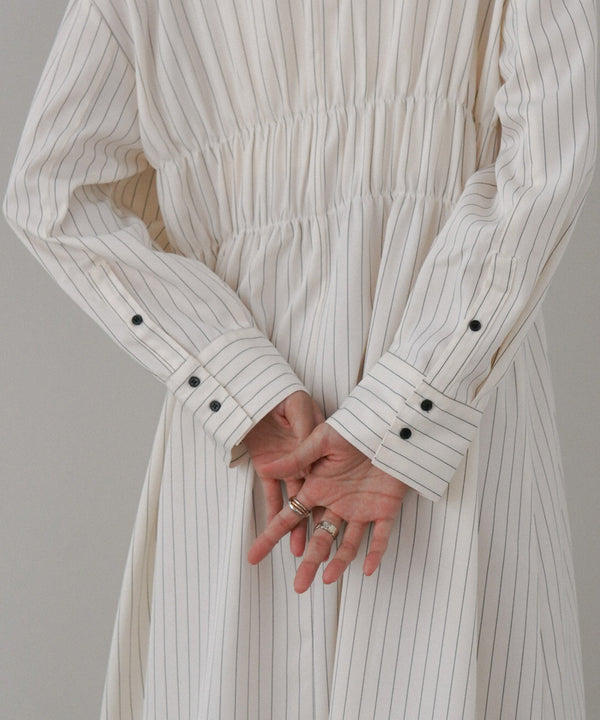 ストライプビスチェ風シャツワンピース