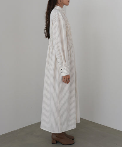 ストライプビスチェ風シャツワンピース