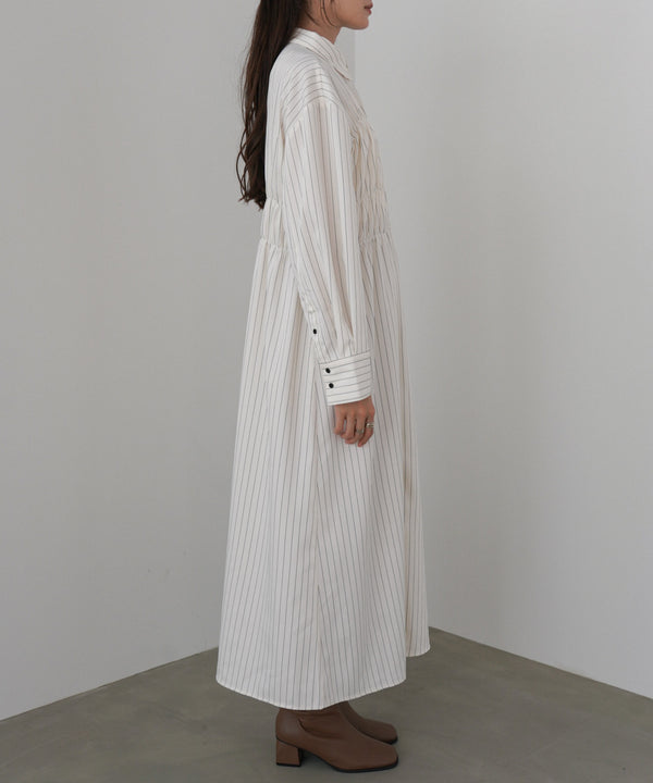 ストライプビスチェ風シャツワンピース