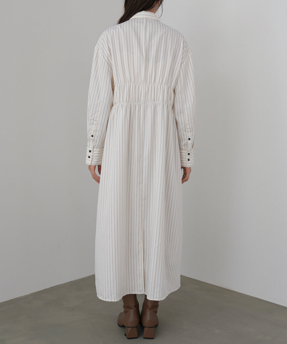 ストライプビスチェ風シャツワンピース