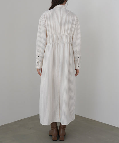 ストライプビスチェ風シャツワンピース