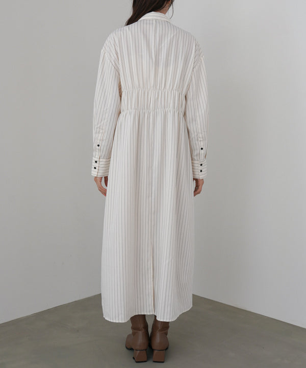 ストライプビスチェ風シャツワンピース