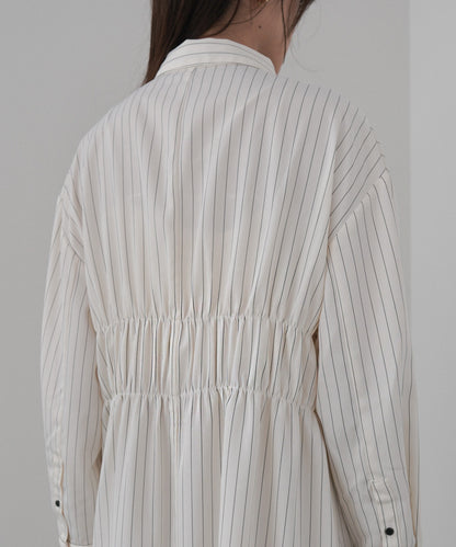 ストライプビスチェ風シャツワンピース