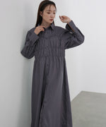 ストライプビスチェ風シャツワンピース