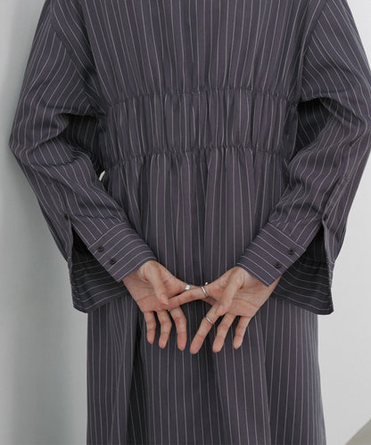 ストライプビスチェ風シャツワンピース