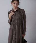 ストライプビスチェ風シャツワンピース