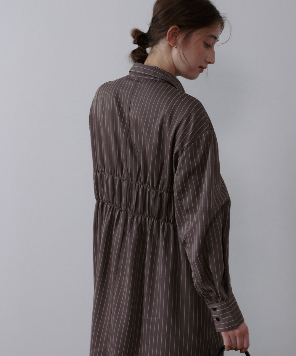 ストライプビスチェ風シャツワンピース