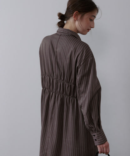 ストライプビスチェ風シャツワンピース