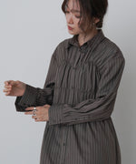 ストライプビスチェ風シャツワンピース