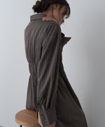 ストライプビスチェ風シャツワンピース