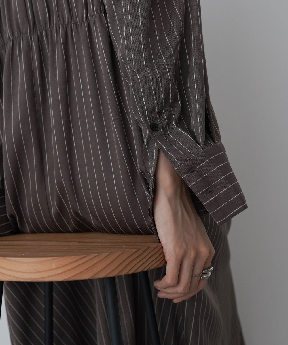 ストライプビスチェ風シャツワンピース