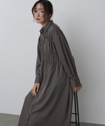 ストライプビスチェ風シャツワンピース