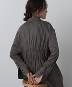 ストライプビスチェ風シャツワンピース