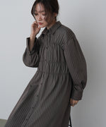 ストライプビスチェ風シャツワンピース