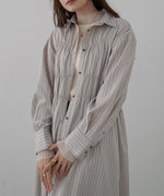 ストライプビスチェ風シャツワンピース