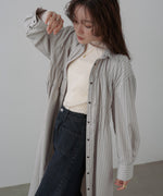 ストライプビスチェ風シャツワンピース