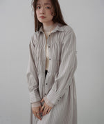 ストライプビスチェ風シャツワンピース