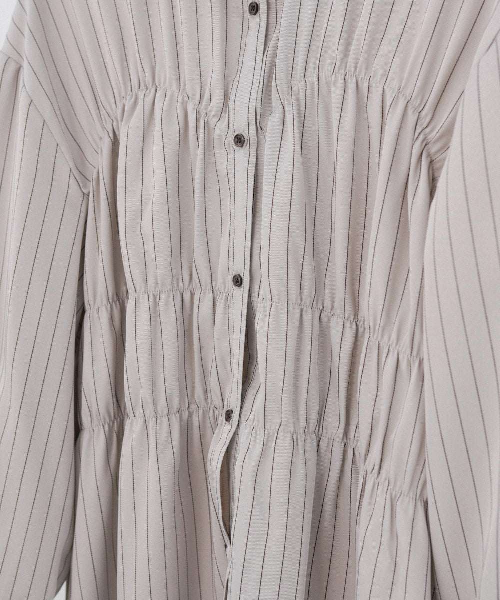 ストライプビスチェ風シャツワンピース