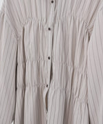 ストライプビスチェ風シャツワンピース