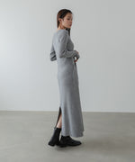 レイヤード風ウエスト結びリブニットワンピース