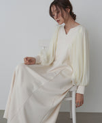 袖オーガンジーポンチワンピース