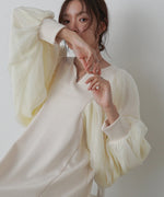 袖オーガンジーポンチワンピース