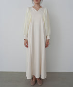 袖オーガンジーポンチワンピース