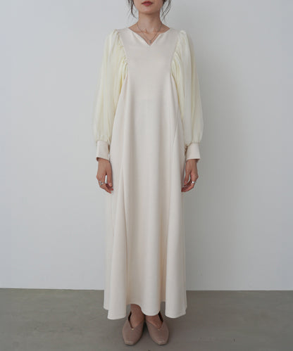 袖オーガンジーポンチワンピース