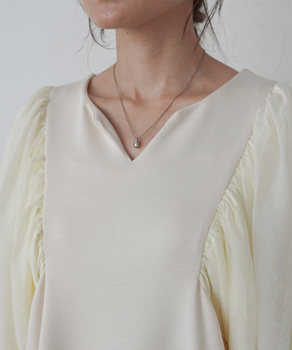 袖オーガンジーポンチワンピース