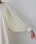 袖オーガンジーポンチワンピース