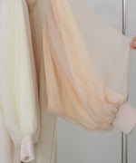 袖オーガンジーポンチワンピース