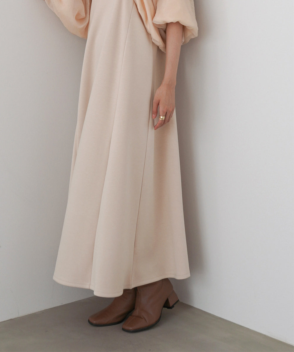 袖オーガンジーポンチワンピース