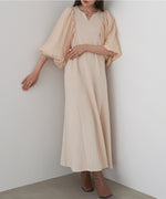 袖オーガンジーポンチワンピース