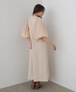 袖オーガンジーポンチワンピース