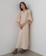 袖オーガンジーポンチワンピース