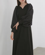 袖オーガンジーポンチワンピース