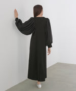 袖オーガンジーポンチワンピース