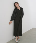 袖オーガンジーポンチワンピース