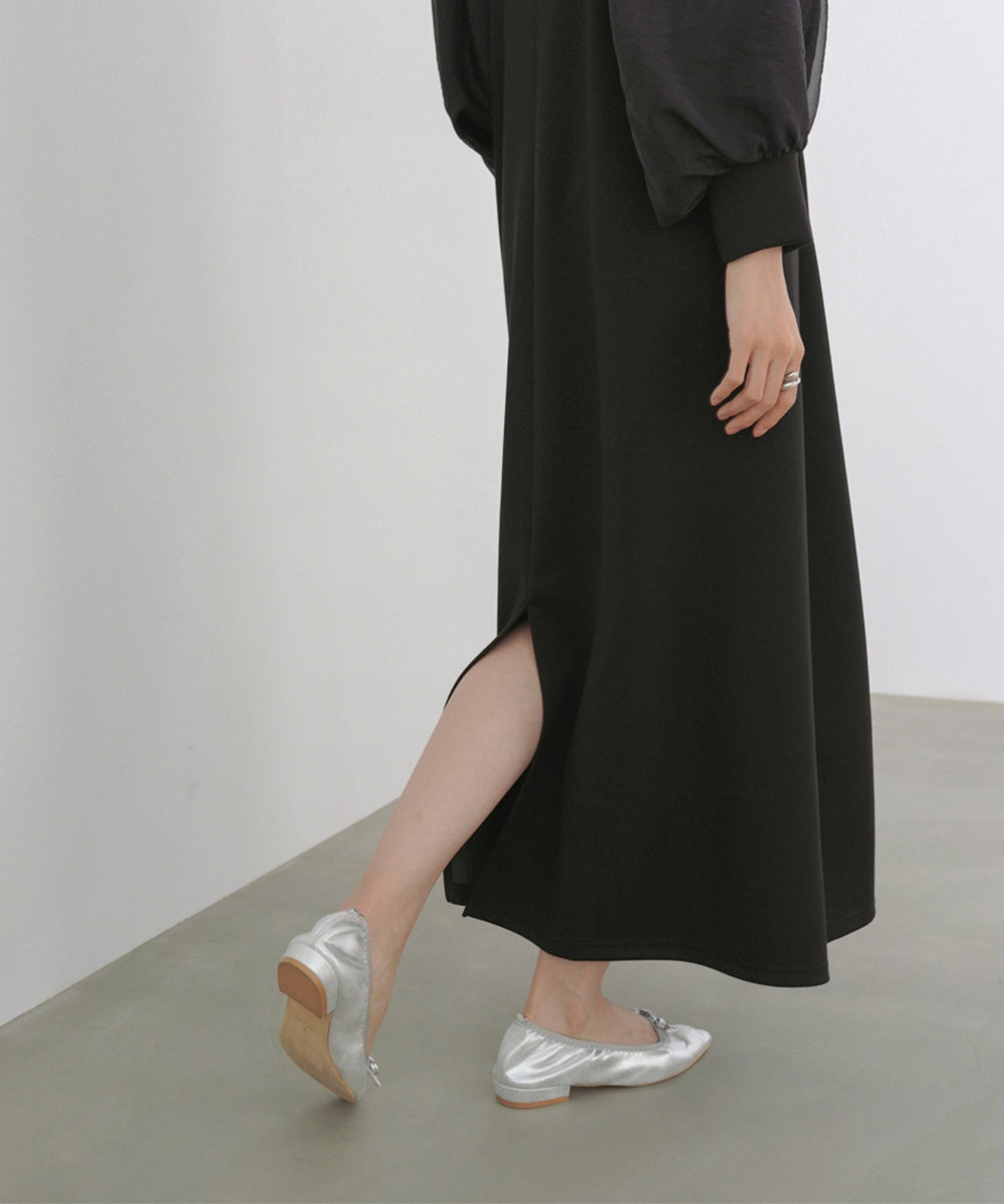 袖オーガンジーポンチワンピース