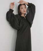 袖オーガンジーポンチワンピース