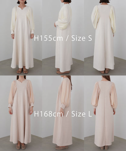 袖オーガンジーポンチワンピース