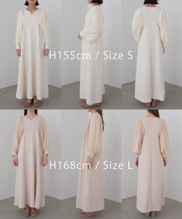 袖オーガンジーポンチワンピース