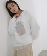 シアーレイヤードプリントスウェットトップス