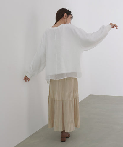 シアーレイヤードプリントスウェットトップス