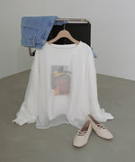 シアーレイヤードプリントスウェットトップス