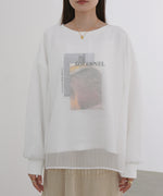 シアーレイヤードプリントスウェットトップス