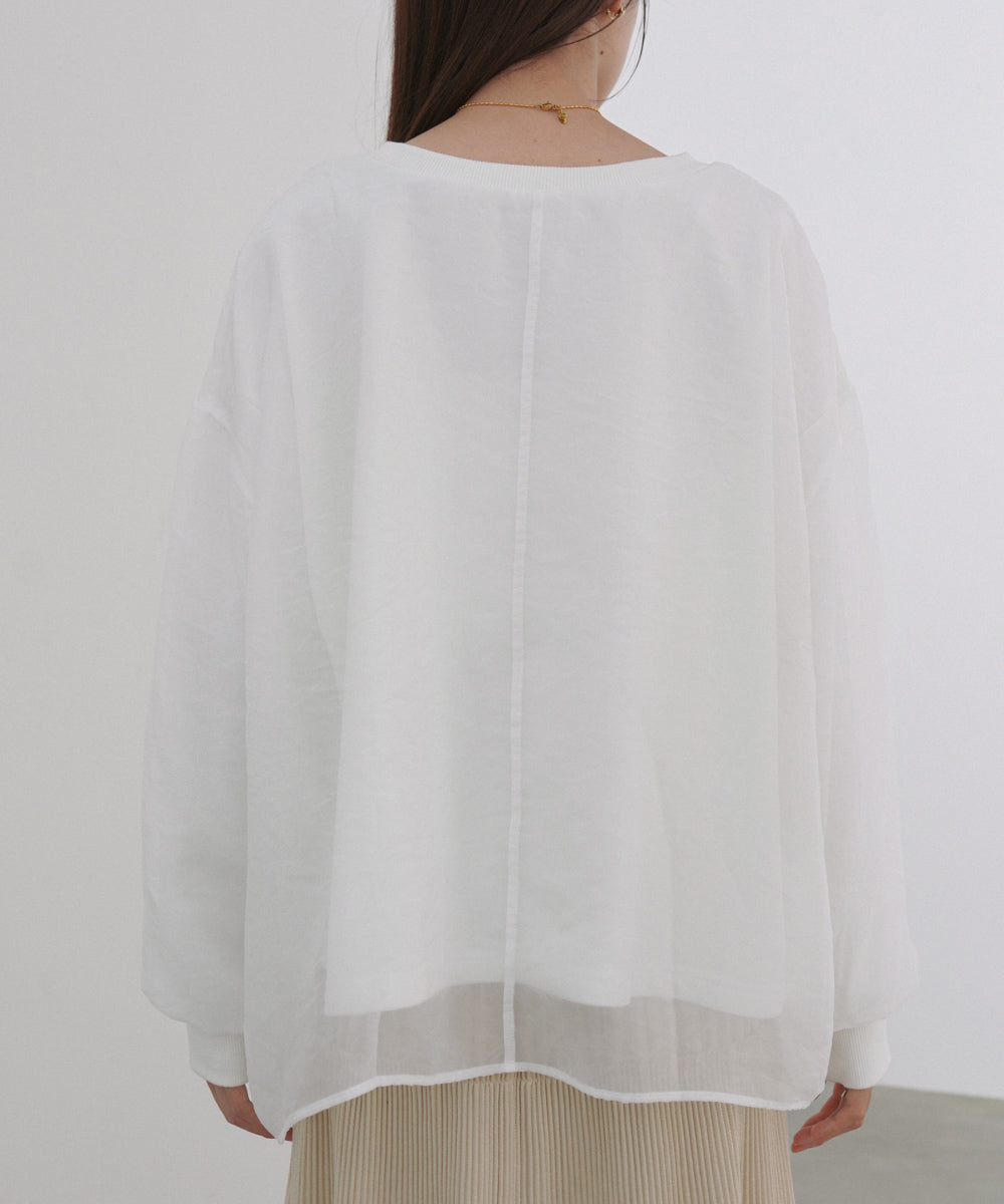 シアーレイヤードプリントスウェットトップス